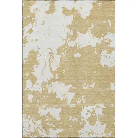 Gold And Beige Abstract Washable Area Rug With UV Protection Photo 4