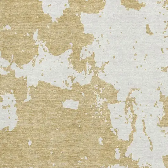 Gold And Beige Abstract Washable Area Rug With UV Protection Photo 3