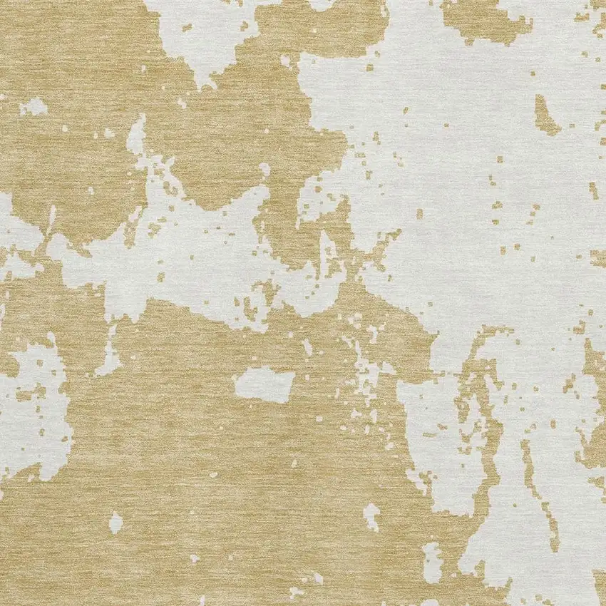 Gold And Beige Abstract Washable Area Rug With UV Protection Photo 3