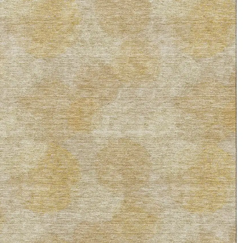 Gold And Beige Abstract Washable Area Rug With UV Protection Photo 3