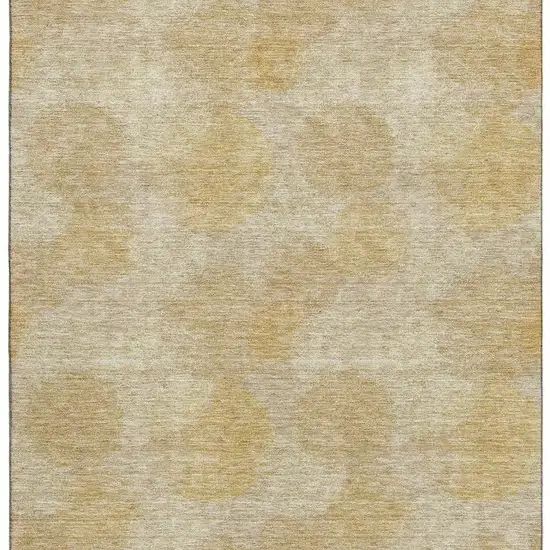Gold And Beige Abstract Washable Area Rug With UV Protection Photo 4