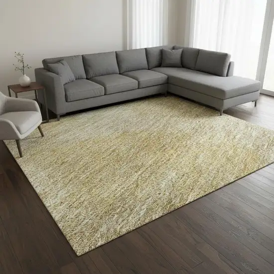 Gold And Beige Abstract Washable Area Rug With UV Protection Photo 2