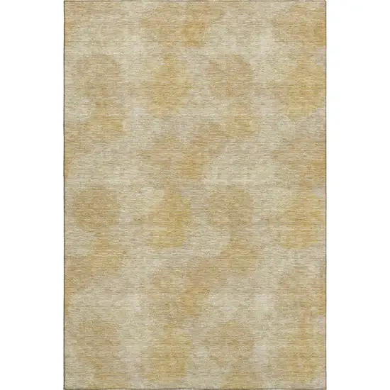 Gold And Beige Abstract Washable Area Rug With UV Protection Photo 6