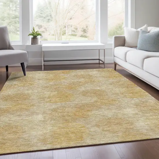 Gold And Beige Abstract Washable Area Rug With UV Protection Photo 4