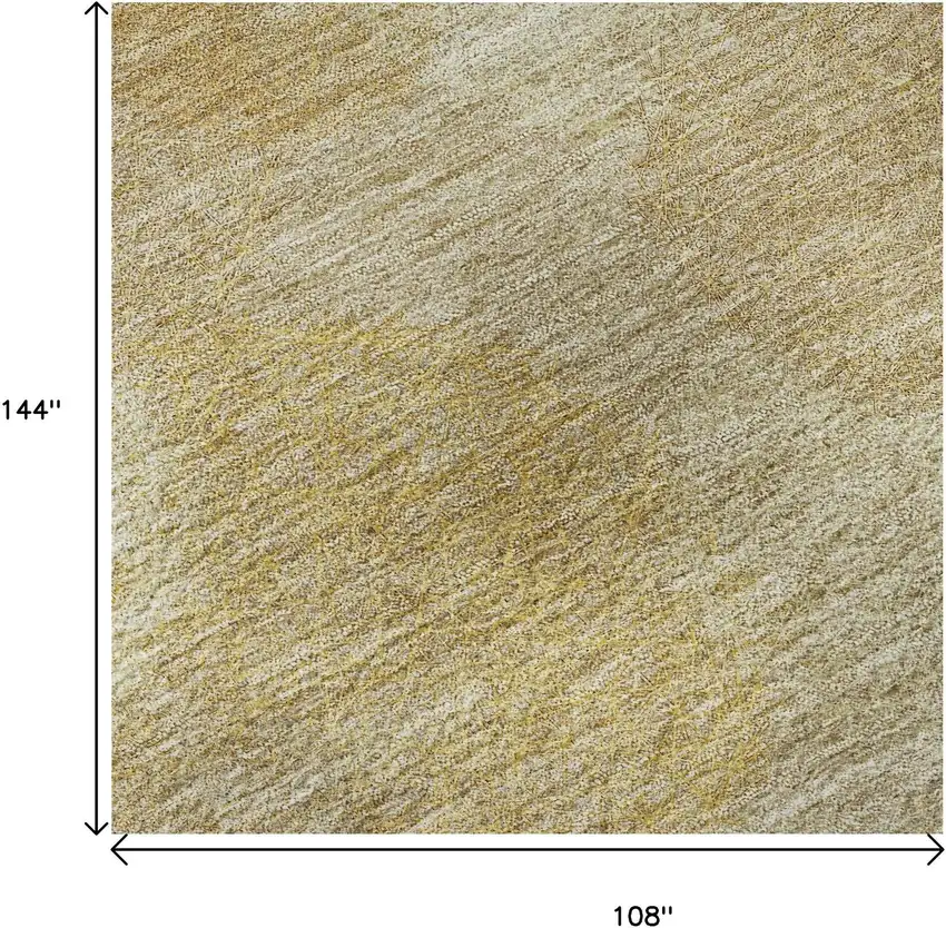 Gold And Beige Abstract Washable Area Rug With UV Protection Photo 9