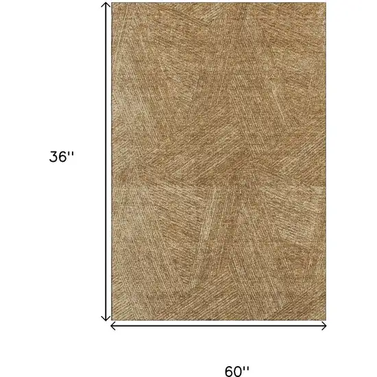 Gold And Beige Abstract Washable Area Rug With UV Protection Photo 9