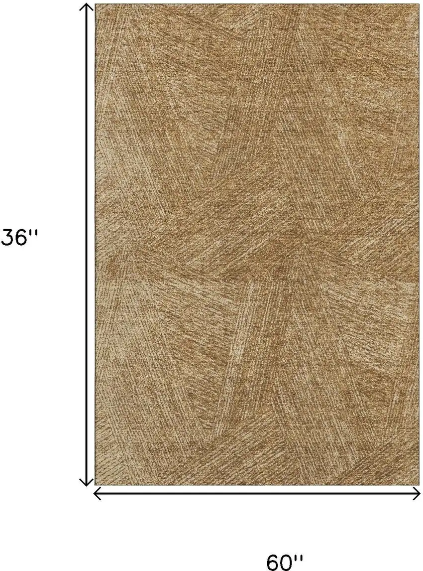 Gold And Beige Abstract Washable Area Rug With UV Protection Photo 9