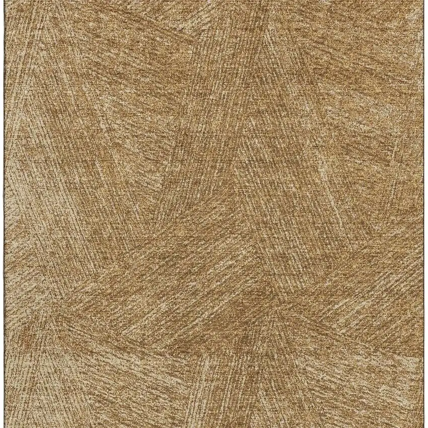 Gold And Beige Abstract Washable Area Rug With UV Protection Photo 4