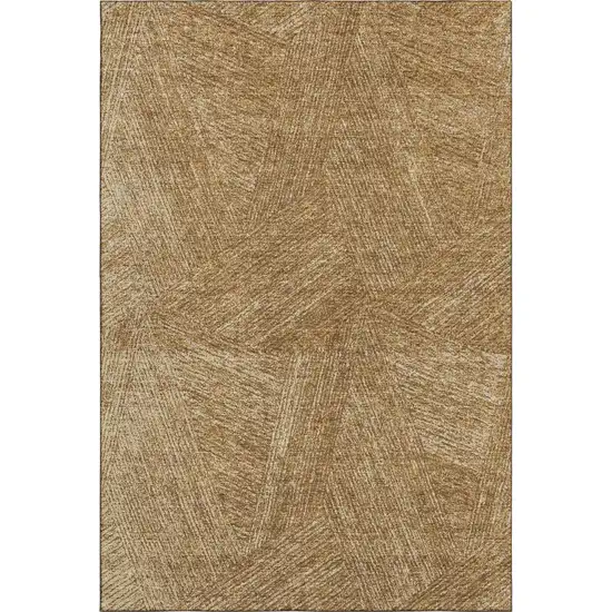 Gold And Beige Abstract Washable Area Rug With UV Protection Photo 3
