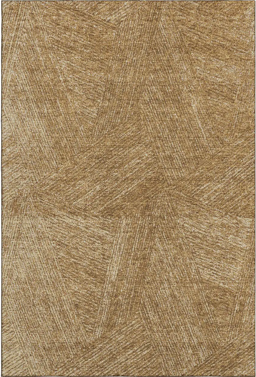 Gold And Beige Abstract Washable Area Rug With UV Protection Photo 3