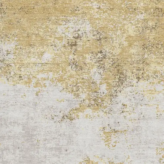 Gold And Beige Abstract Washable Area Rug With UV Protection Photo 3