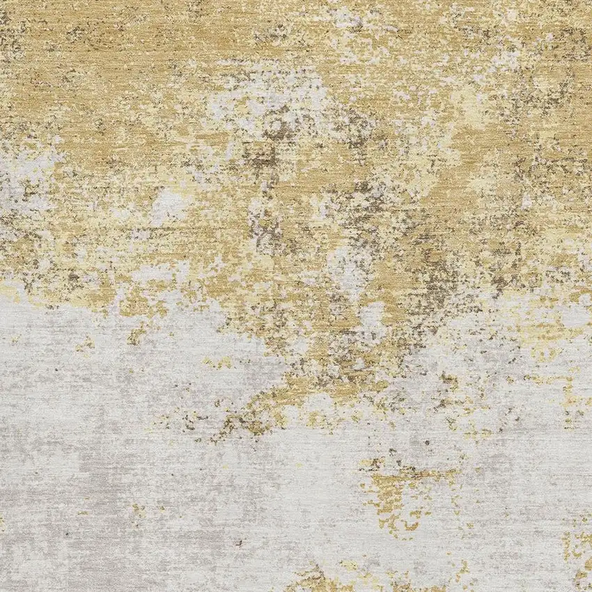 Gold And Beige Abstract Washable Area Rug With UV Protection Photo 3