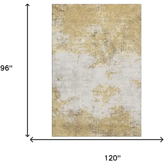Gold And Beige Abstract Washable Area Rug With UV Protection Photo 4