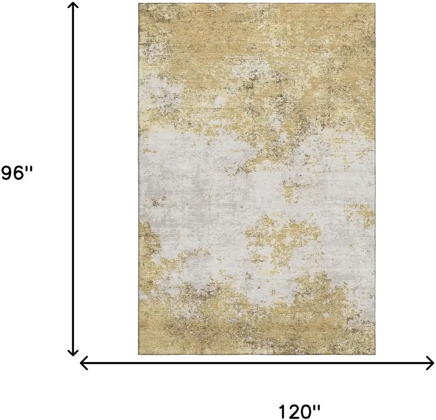 Gold And Beige Abstract Washable Area Rug With UV Protection Photo 4