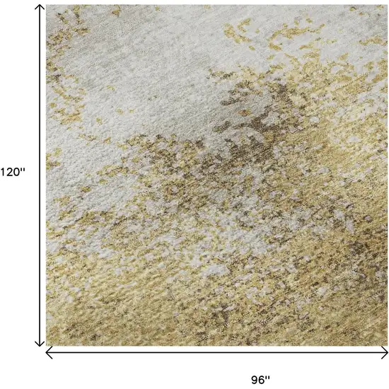 Gold And Beige Abstract Washable Area Rug With UV Protection Photo 9