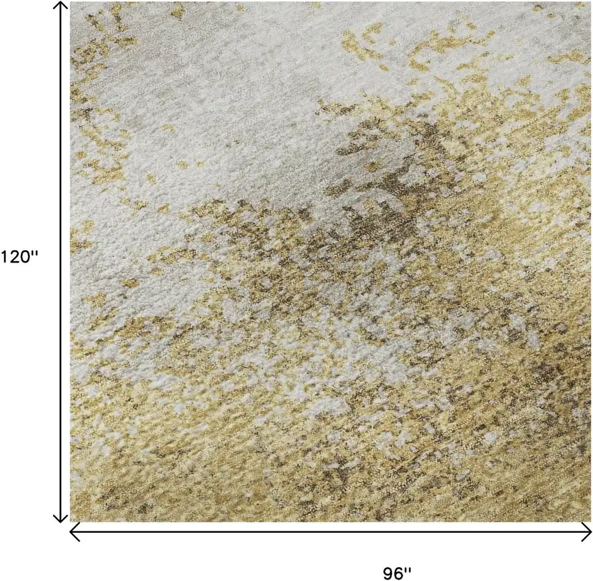 Gold And Beige Abstract Washable Area Rug With UV Protection Photo 9