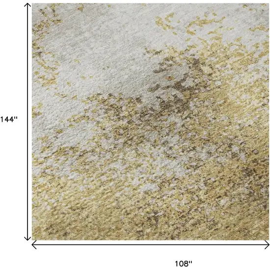 Gold And Beige Abstract Washable Area Rug With UV Protection Photo 9