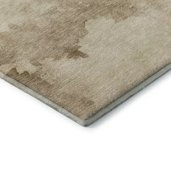 Gold And Beige Abstract Washable Area Rug With UV Protection Photo 5