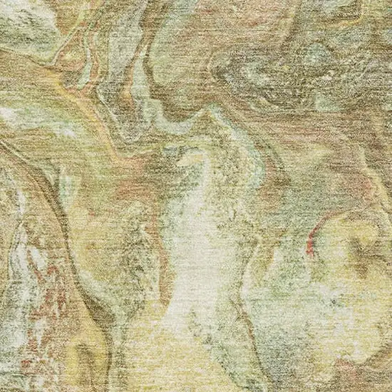 Gold And Beige Abstract Washable Area Rug With UV Protection Photo 3