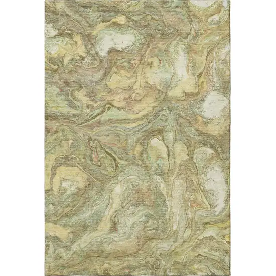 Gold And Beige Abstract Washable Area Rug With UV Protection Photo 4