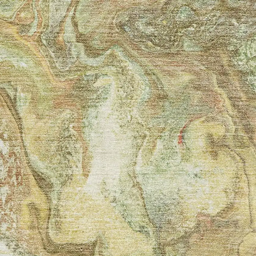 Gold And Beige Abstract Washable Area Rug With UV Protection Photo 3