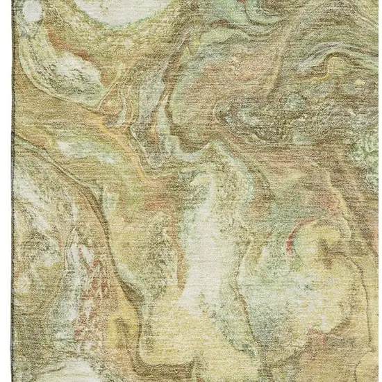 Gold And Beige Abstract Washable Area Rug With UV Protection Photo 4