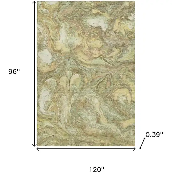 Gold And Beige Abstract Washable Area Rug With UV Protection Photo 9
