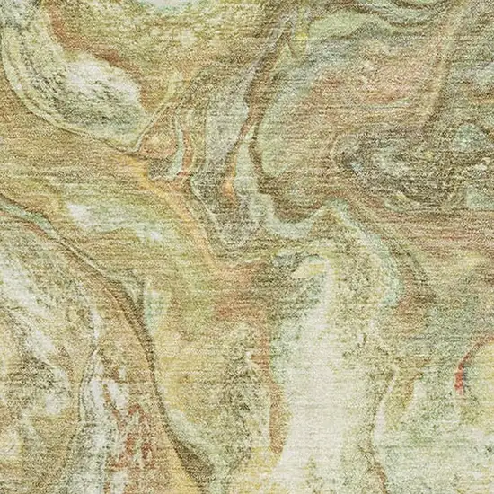 Gold And Beige Abstract Washable Area Rug With UV Protection Photo 3