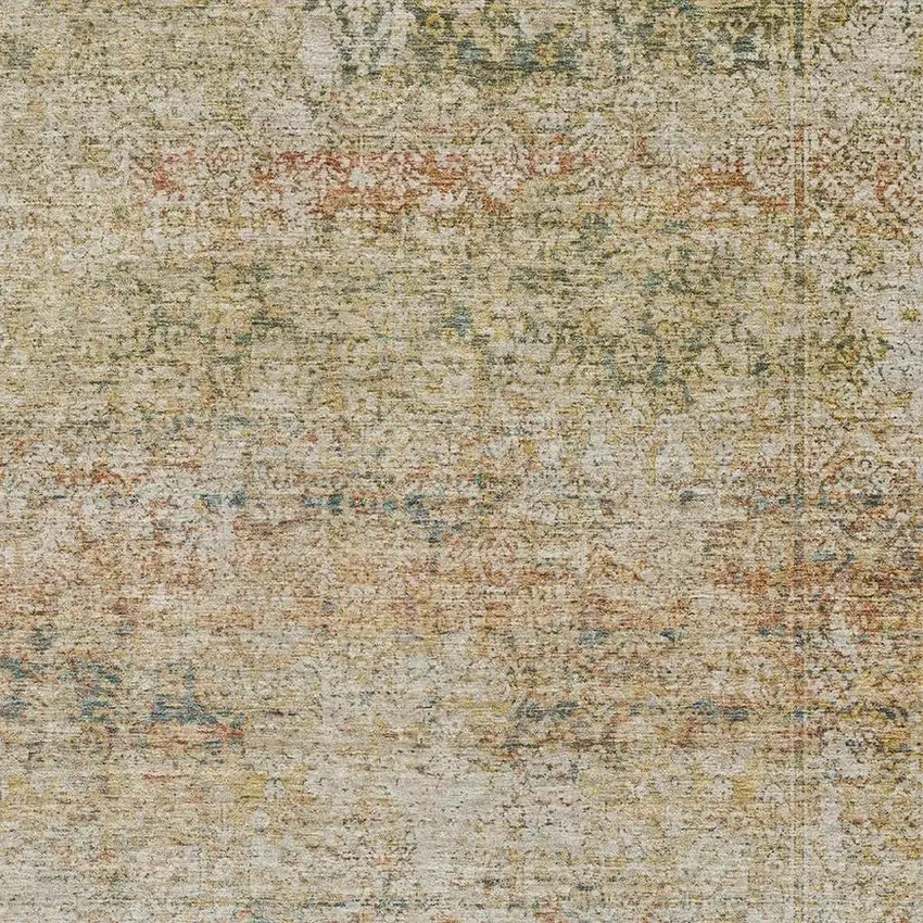 Gold And Beige Abstract Washable Area Rug With UV Protection Photo 3