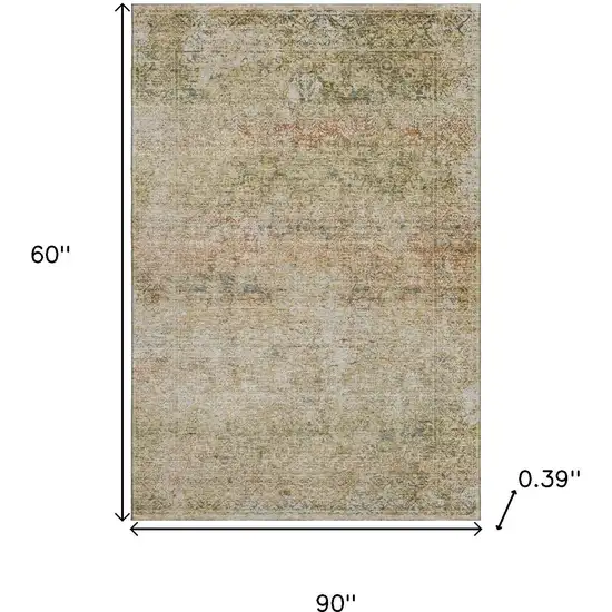 Gold And Beige Abstract Washable Area Rug With UV Protection Photo 9