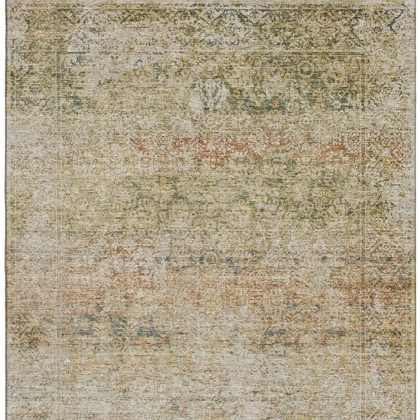 Gold And Beige Abstract Washable Area Rug With UV Protection Photo 4