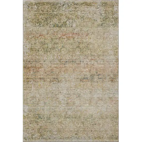 Gold And Beige Abstract Washable Area Rug With UV Protection Photo 4