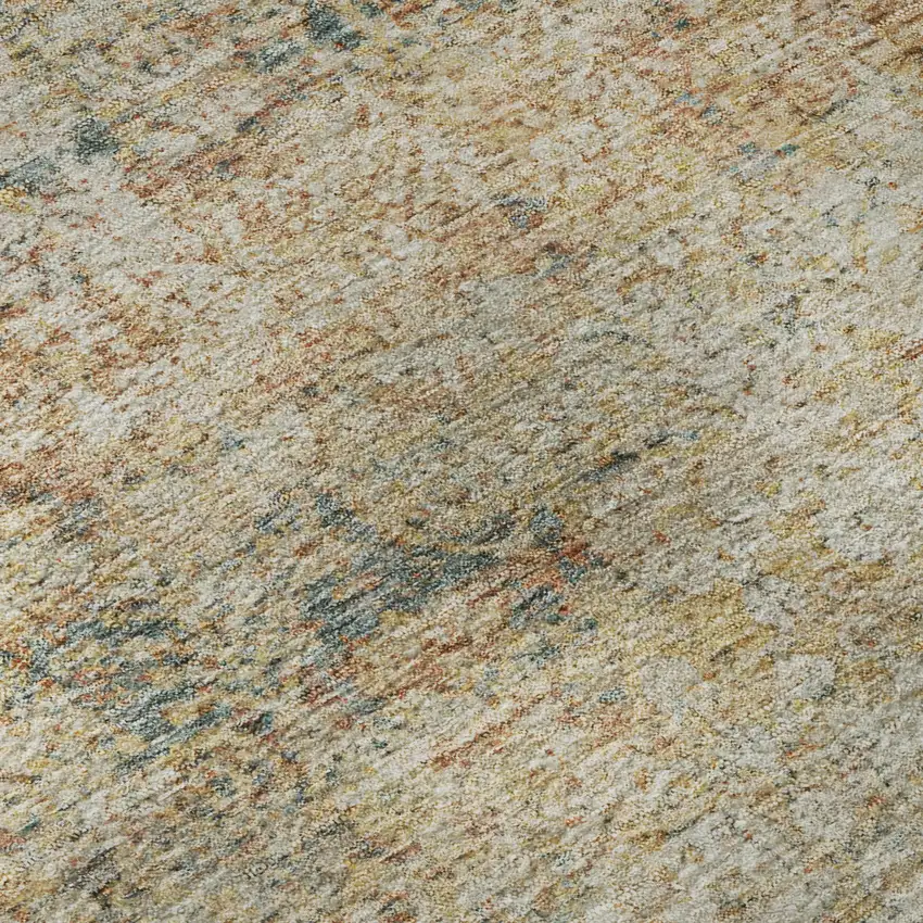 Gold And Beige Abstract Washable Area Rug With UV Protection Photo 8