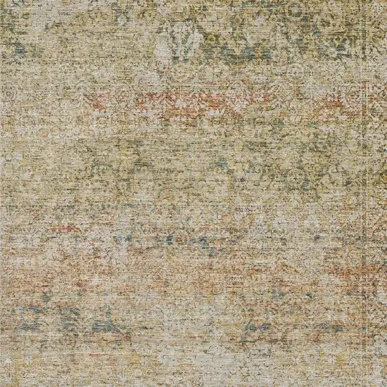 Gold And Beige Abstract Washable Area Rug With UV Protection Photo 3