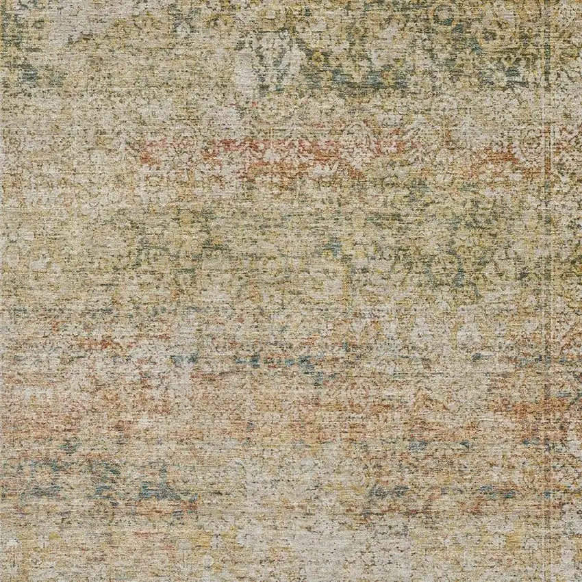 Gold And Beige Abstract Washable Area Rug With UV Protection Photo 3