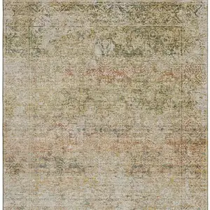 Photo of Gold And Beige Abstract Washable Area Rug With UV Protection