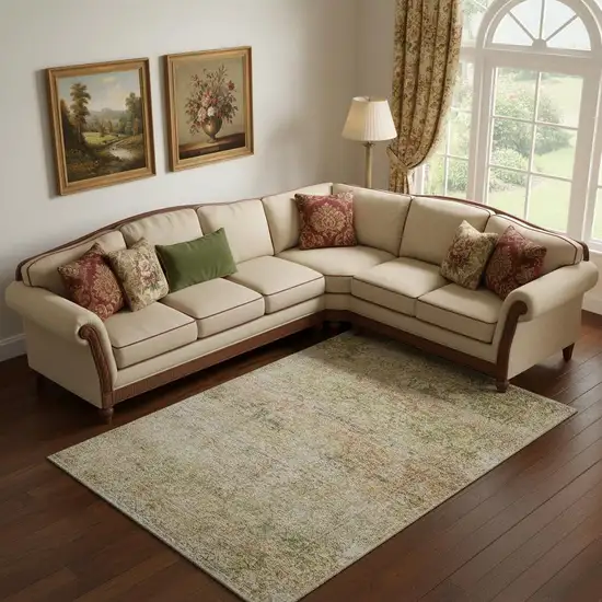 Gold And Beige Abstract Washable Area Rug With UV Protection Photo 2