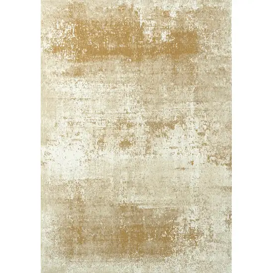 Gold And Beige Abstract Washable Area Rug With UV Protection Photo 2