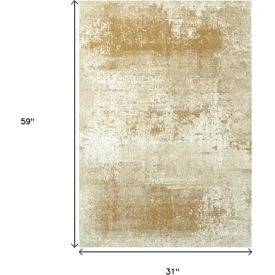Gold And Beige Abstract Washable Area Rug With UV Protection Photo 9