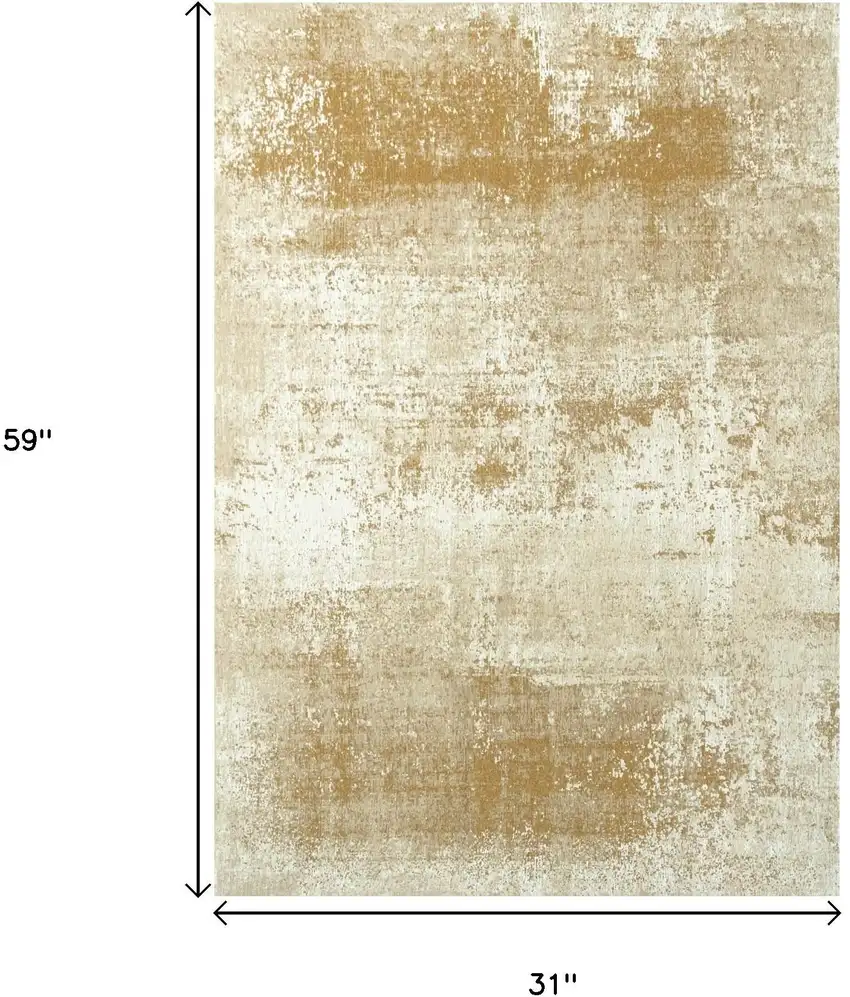 Gold And Beige Abstract Washable Area Rug With UV Protection Photo 9