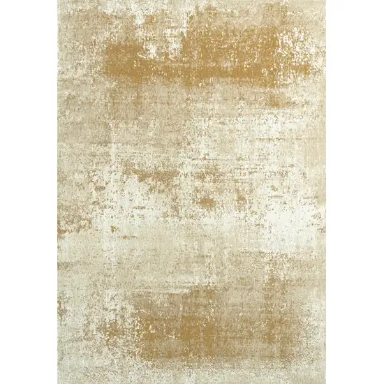 Gold And Beige Abstract Washable Area Rug With UV Protection Photo 2