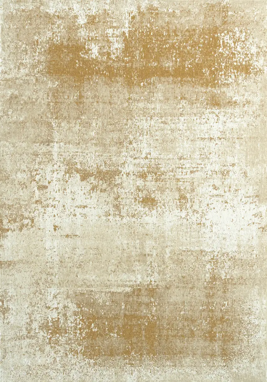 Gold And Beige Abstract Washable Area Rug With UV Protection Photo 2