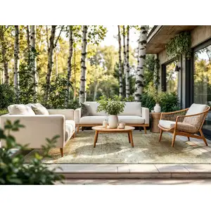 Photo of Gold And Beige Abstract Washable Area Rug With UV Protection