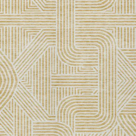 Gold And Beige Abstract Washable Indoor Outdoor Area Rug Photo 6