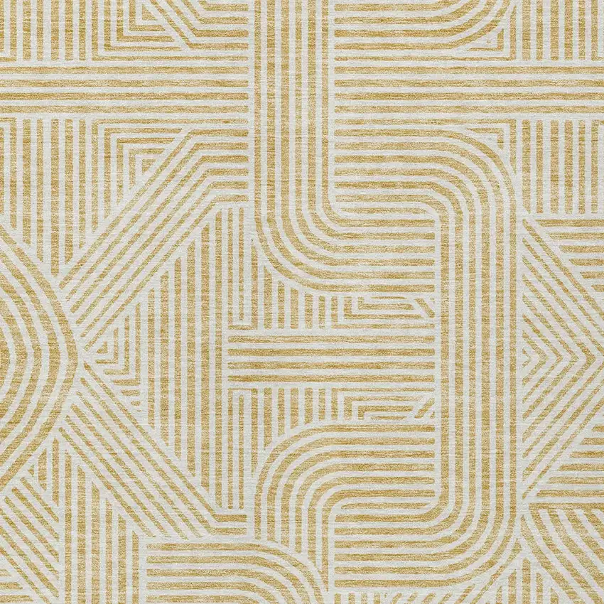 Gold And Beige Abstract Washable Indoor Outdoor Area Rug Photo 6