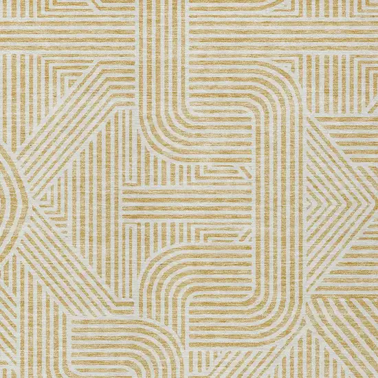 Gold And Beige Abstract Washable Indoor Outdoor Area Rug Photo 6