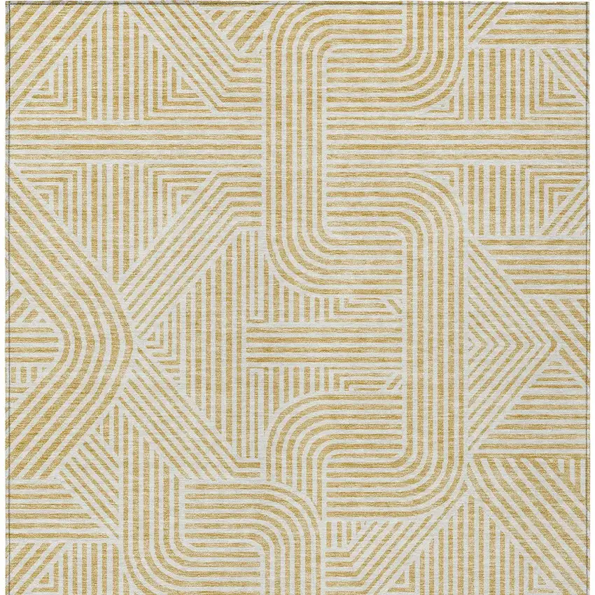 Gold And Beige Abstract Washable Indoor Outdoor Area Rug Photo 4