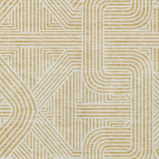Gold And Beige Abstract Washable Indoor Outdoor Area Rug Photo 7