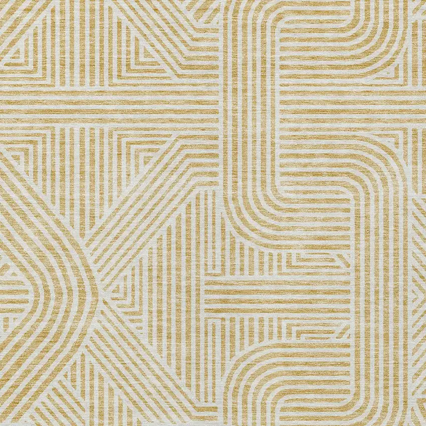 Gold And Beige Abstract Washable Indoor Outdoor Area Rug Photo 7