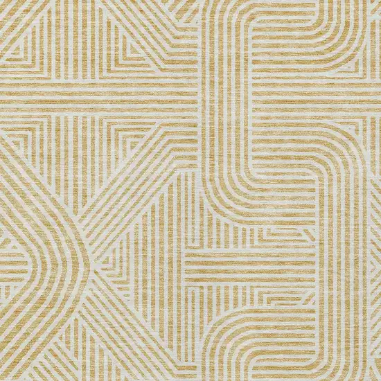 Gold And Beige Abstract Washable Indoor Outdoor Area Rug Photo 7